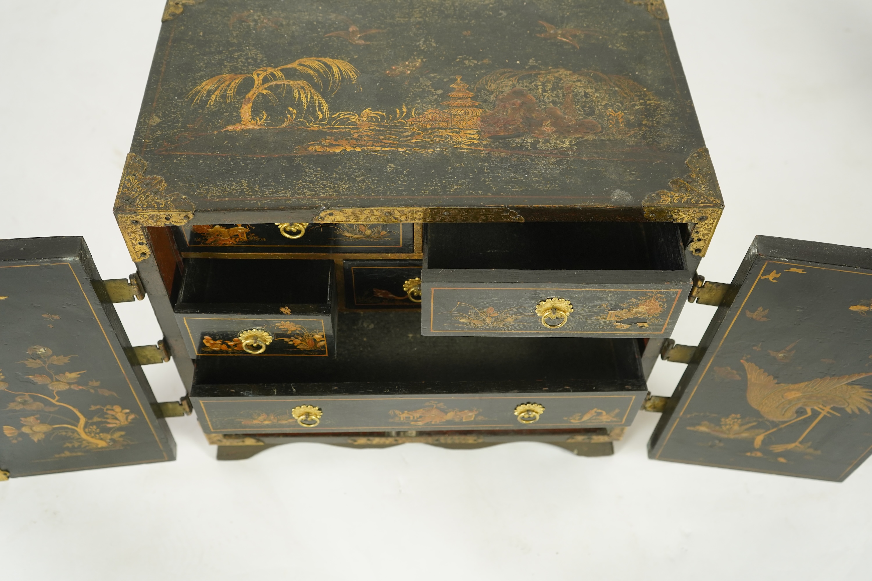 A George I black japanned table cabinet, c.1720